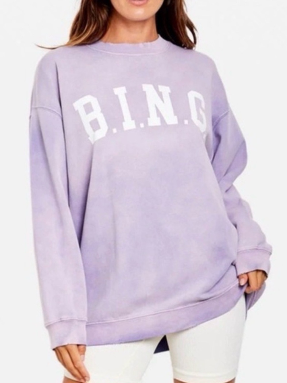 Anine Bing Tyler Oversized Light Purple Sweatshirt Distressed